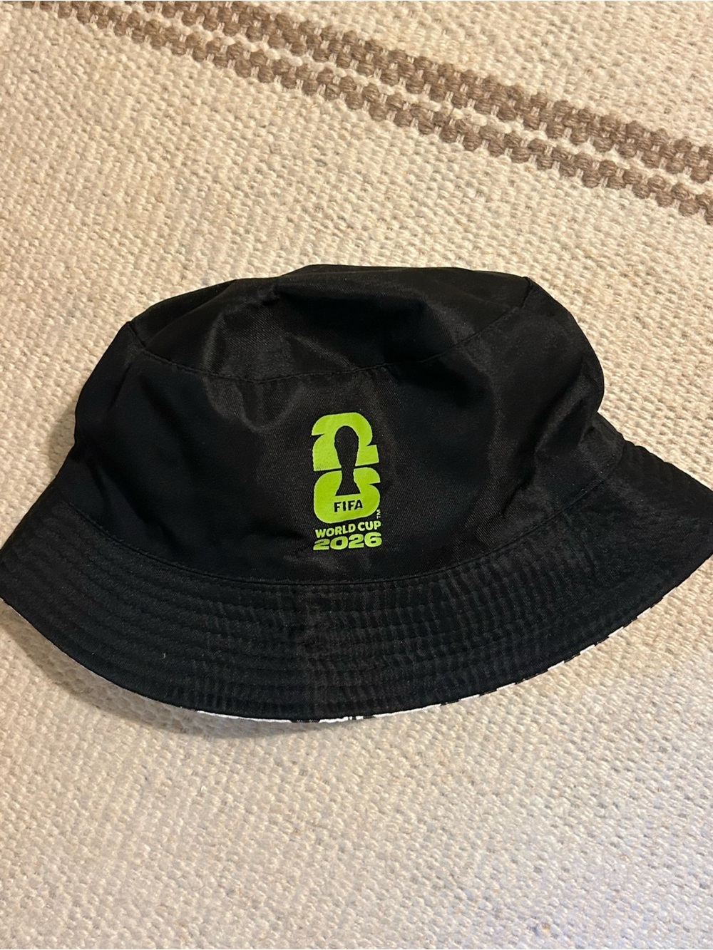 2026 FIFA World Cup Black reversible  Bucket Hat with Neon Green Logo